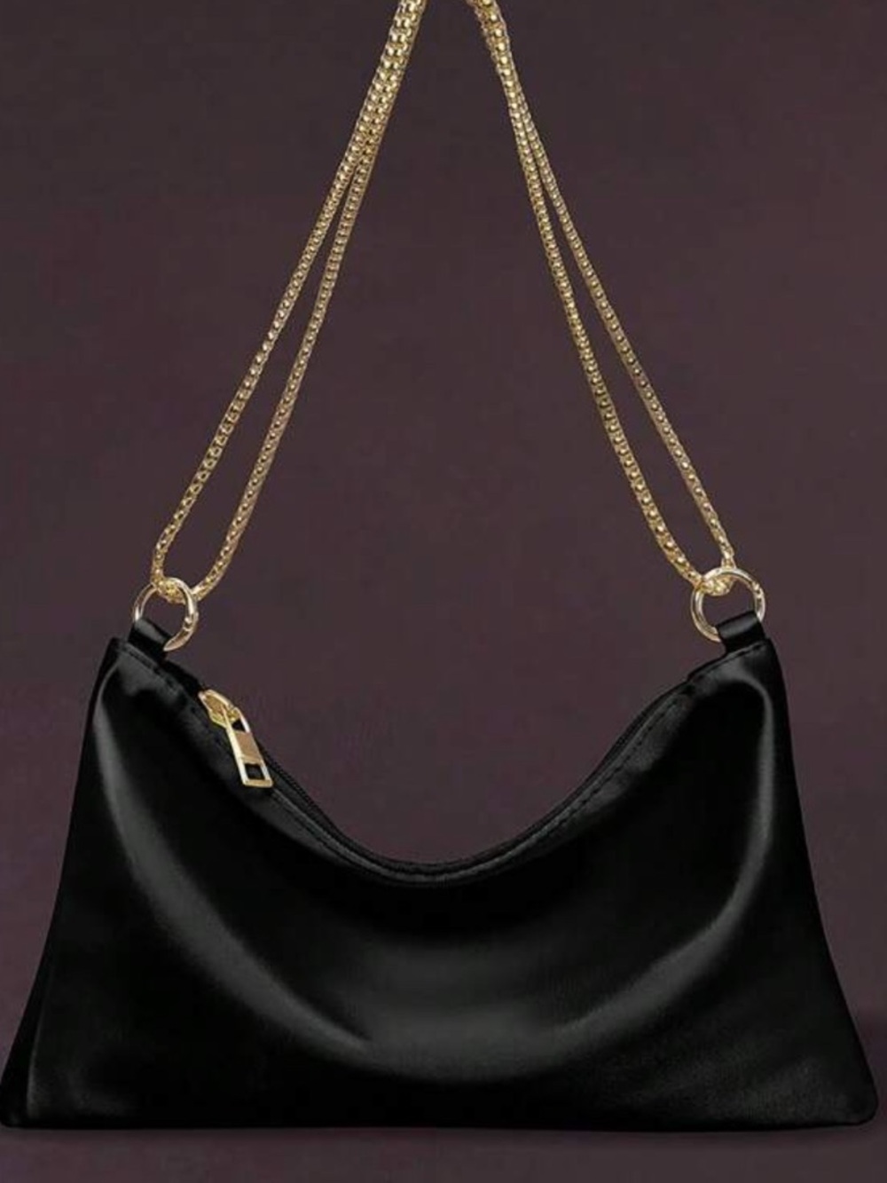 Classic Black Shoulder Bag with Gold Chain Strap